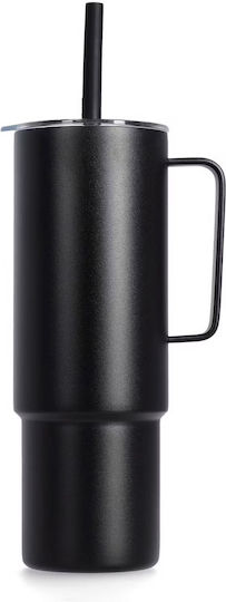 MiiR Handled Tumbler Θερμός Ανοξείδωτο 946ml Black με Καλαμάκι και Λαβή