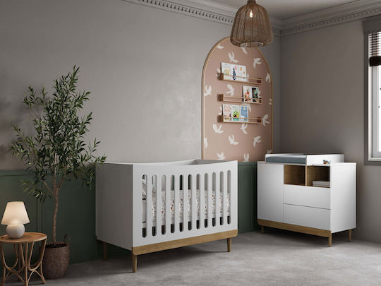 Polihome Pătuț Bebeluși Scandi Alb pentru Saltea 70x140cm