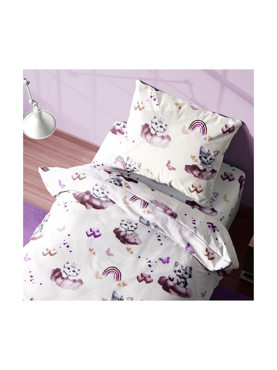 Dimcol Sheet Set Single Cotton Mauve 160x240cm 2pcs