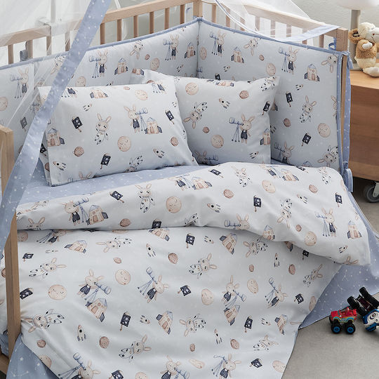 Vesta Home Set Baby Duvet Cover with Pillowcase Astra Multi-Blue 120x160cm