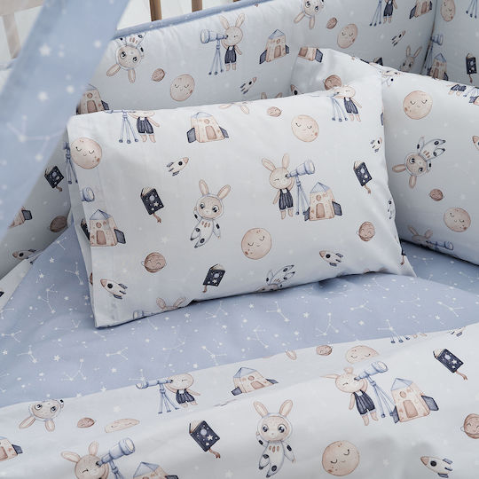 Vesta Home Set Baby Duvet Cover with Pillowcase Astra Multi-Blue 120x160cm