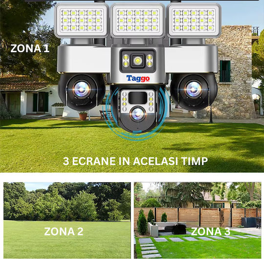 Taggo V380-SOLAR-3P4A-LIGHT-4G IP Cameră de Supraveghere 4G 12MP Rezistentă la Apă cu Baterie și Difuzor