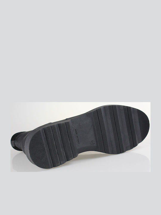 Piele Negru Ghete barbati cu fermoar