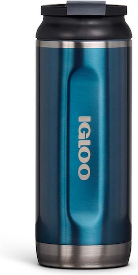 Igloo Glas Thermosflasche Rostfreier Stahl / Kunststoff 354ml BLUE mit Stroh und Handgriff