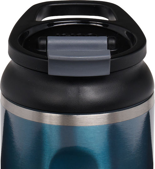Igloo Glas Thermosflasche Rostfreier Stahl / Kunststoff 354ml BLUE mit Stroh und Handgriff