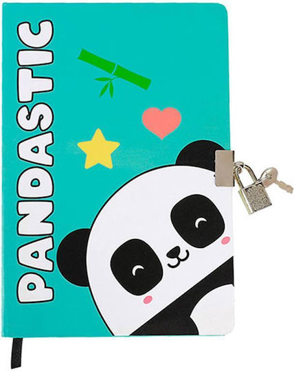 I-Total Total Panda Παιδικό Σημειωματάριο A5 96 Φύλλων Ριγέ με Λουκέτο Μπλε