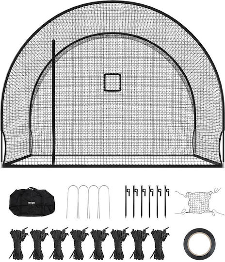 Baseball Cage Vevor 3660 X 3100 X 2330mm Free Standing Portable Baseball Cage Batting Cages Polyester 4 Layers Knotless & Pitching Machine Opening Batting Cage Net Indoor Outdoor Use