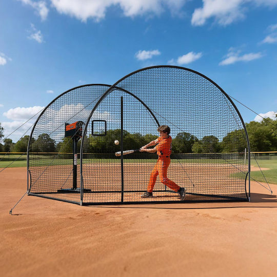 Baseball Cage Vevor 3660 X 3100 X 2330mm Free Standing Portable Baseball Cage Batting Cages Polyester 4 Layers Knotless & Pitching Machine Opening Batting Cage Net Indoor Outdoor Use