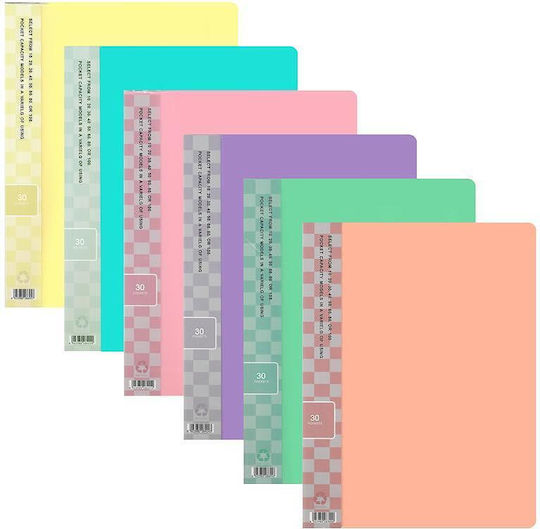 Sunfull Clipboard Flexible with 30 plastic sleeves Slides for Paper A4 Pink 283109 1pcs