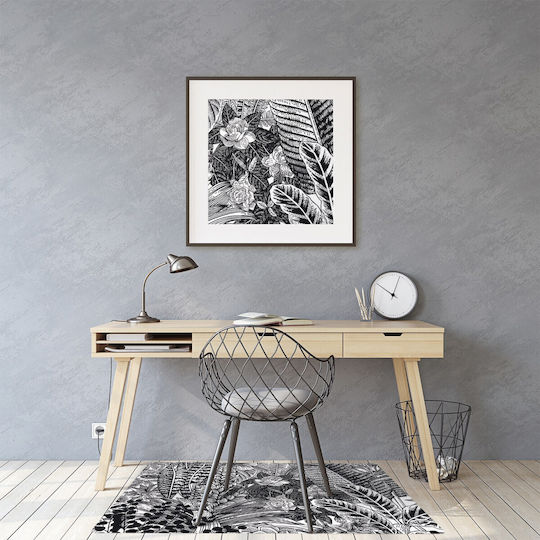 Office Chair Floor Protector Suitable for Office Black and White Leaves 120x90 Cm