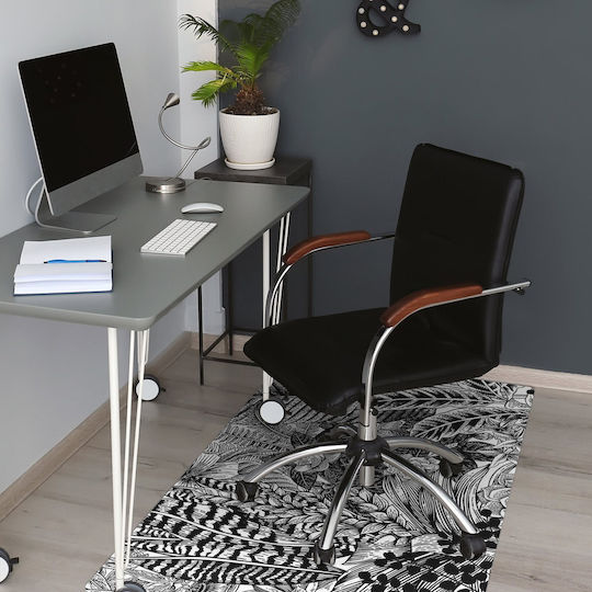 Office Chair Floor Protector Suitable for Office Black and White Leaves 120x90 Cm
