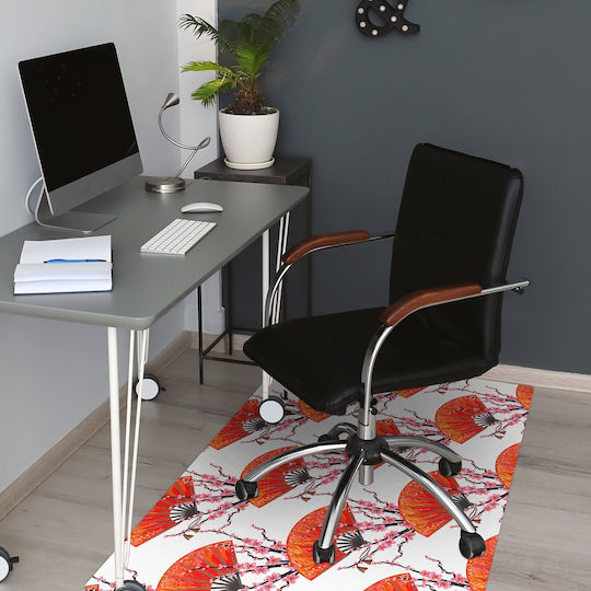 Floor Mat Protection Casters Office Chair Japanese Fan 120x90 Cm