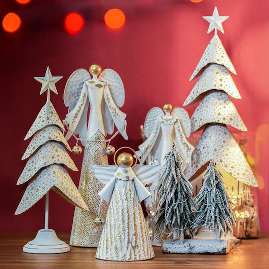 Fylliana Коледна Метална Фигура Angel Бяло Височина 37см.