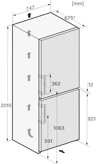 Miele 486лт NoFrost В201xШ66xД66см. Inox KFN 4796 AD