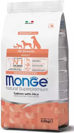 Monge Speciality Line Adult 2.5kg Ξηρά Τροφή για Ενήλικους Σκύλους Μεσαίων & Μεγαλόσωμων Φυλών με Πάπια και Σολομό