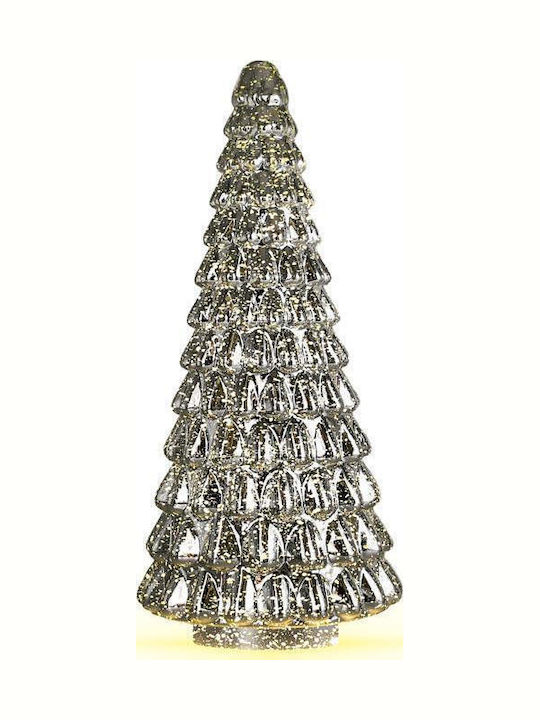 Decorațiune de Crăciun Sticlă Braduleț 32cm. Baterie Argintiu