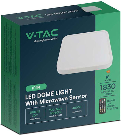 V-TAC Deckenleuchte 42cm Weiß mit Integrierter LED und Fernbedienung