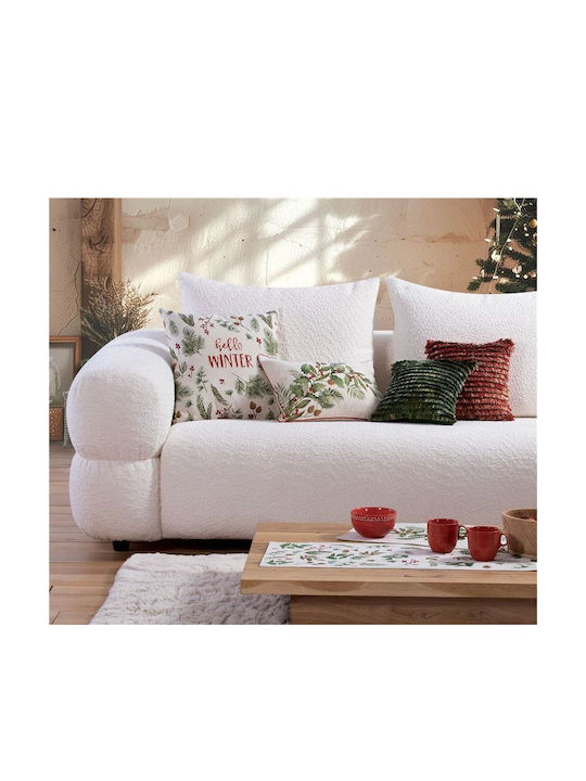 Nef-Nef Homeware Коледна Декоративна Възглавница Hello Winter Квадрат Зелен 30x30cm