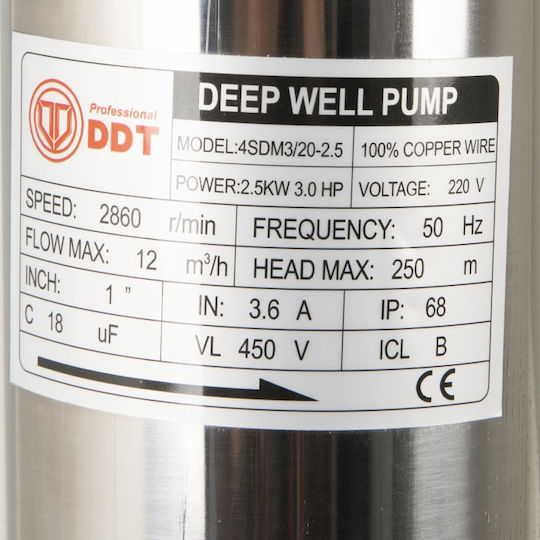 DDT Pompa De Apă Submersibilă Cu O Singură Fază Pentru Ei Bine 3.33hp