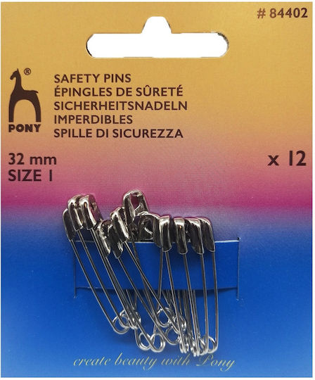 Pin De Siguranță Argintiu Mărimea 1 32mm 12 Bucăți 84402