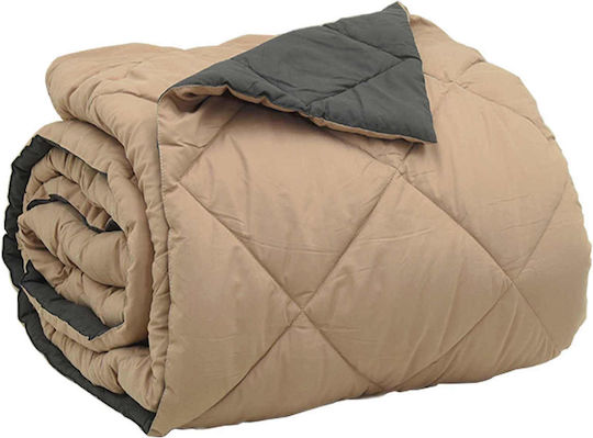 vidaXL Queen Blanket 220x200cm Charcoal and Tan