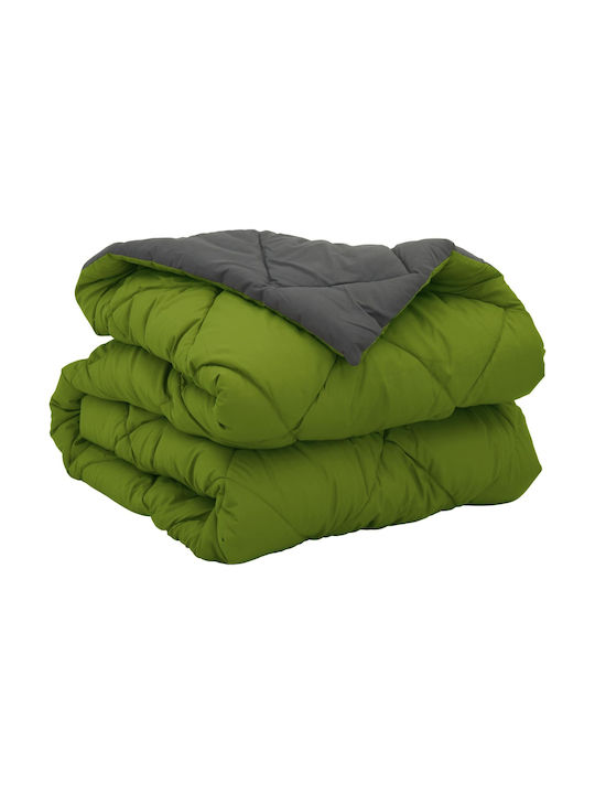 vidaXL Double Blanket 200x135cm Green and Charcoal