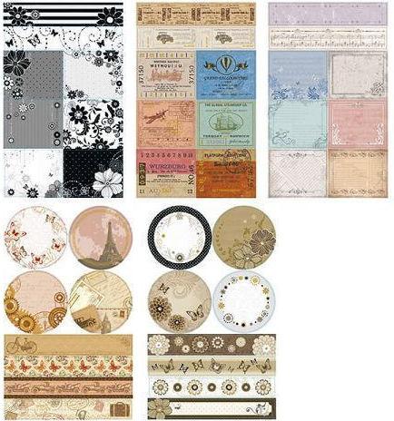 Folia Vintage Washi Gold - Washi Gold Scrapbooking 10 Blätter 10Stück