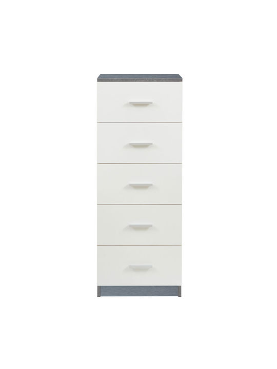 Comoda pentru Dormitor Dama cu 5 sertare White/cement 40x35x108buc