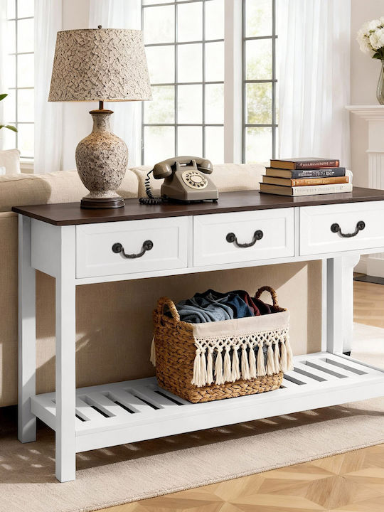 Wooden Console Table Brown-white L120xW30xH80cm