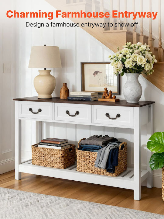 Wooden Console Table Brown-white L120xW30xH80cm