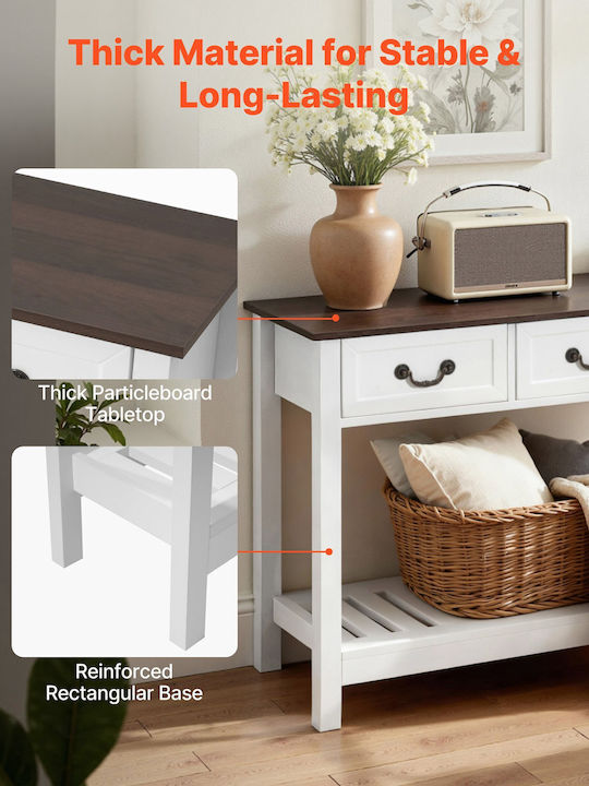 Wooden Console Table Brown-white L120xW30xH80cm