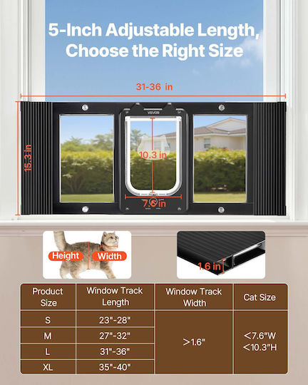 Vevor Door Dog & Cat in Black Color 914 x 388 x 40cm