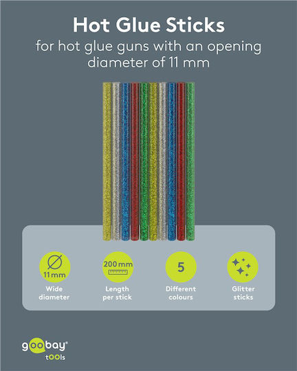 Goobay Werkzeuge Heißklebestifte 11 Mm 5 Glitzerfarben 10 Stück