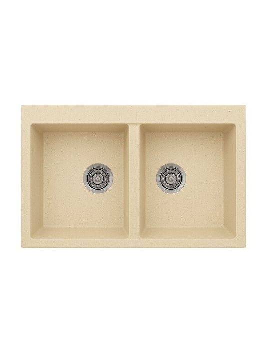Unixton Drop-In Kitchen Sink Made of Liquid Granite 78x50cm Brown