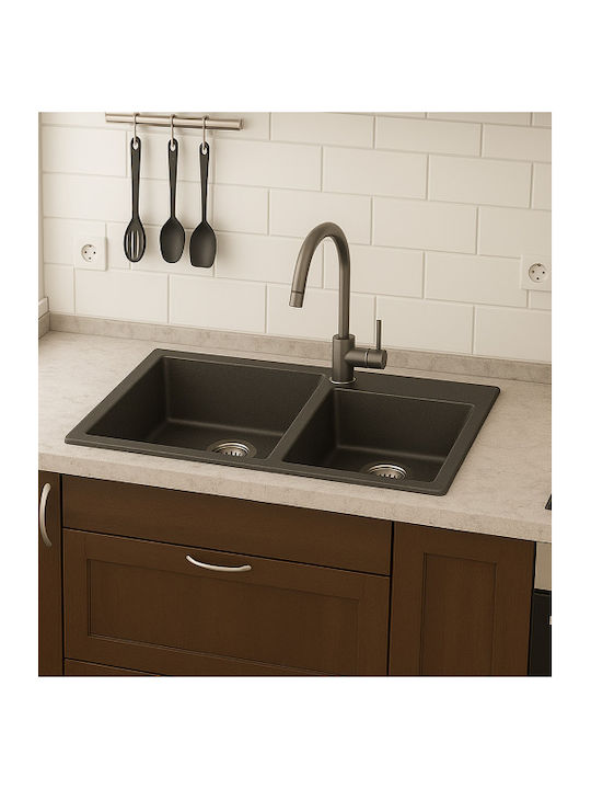 Unixton Drop-In Küchenspüle aus Flüssiger Granit M85xB50cm Braune