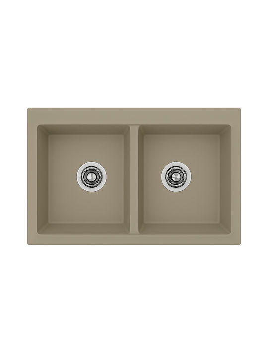Unixton Drop-In Kitchen Sink Made of Liquid Granite 78x50cm Brown