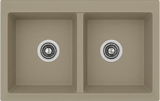 Unixton Drop-In Kitchen Sink Made of Liquid Granite 78x50cm Brown