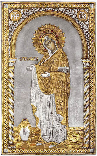 Heilige Maria Γerontissa Silber Darstellung Epichrysi 51x31cm