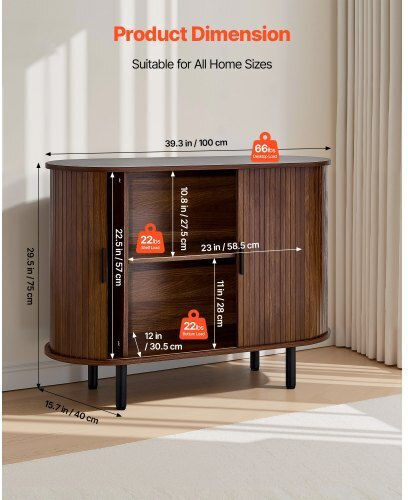 Sideboard made of Wood & Metal Walnut 100x40x75cm