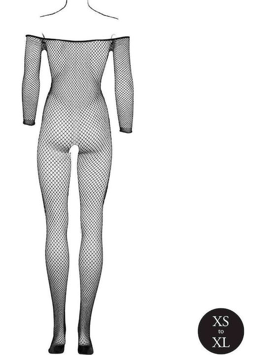 Le Désir Bodystocking Plasă Cu Deschidere La Partea Inferioară Negru