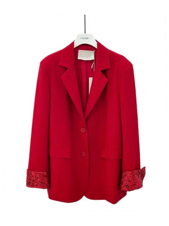 Mezzo Mezzo Blazer pentru femei Sacou Red