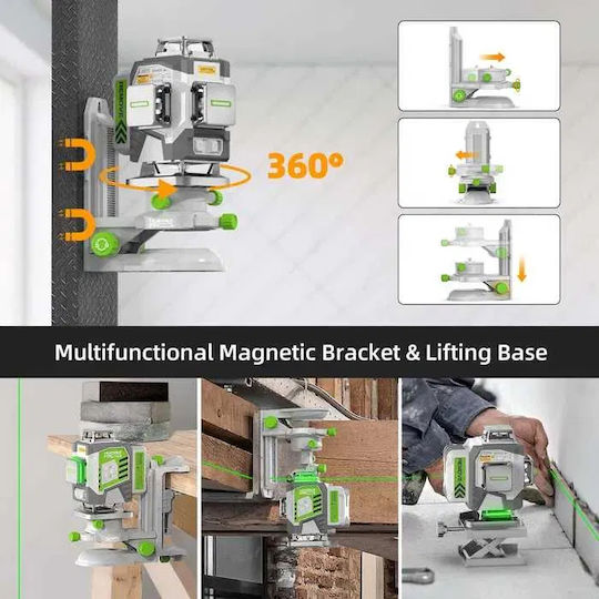 Huepar Laser-Nivelliergerät Mit Grüner Laserlinie 3.7V Mit Arbeitsbereich 30m