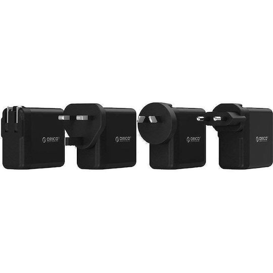 Orico Încărcător cu Cablu Integrat cu 4 Porturi USB-A 34W Negruς (DSP-4U-BK-PRO)