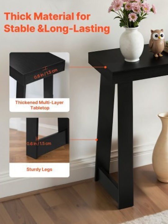 Wooden Console Table Black Velvet-Black Metal L91.5xW30.5xH36cm