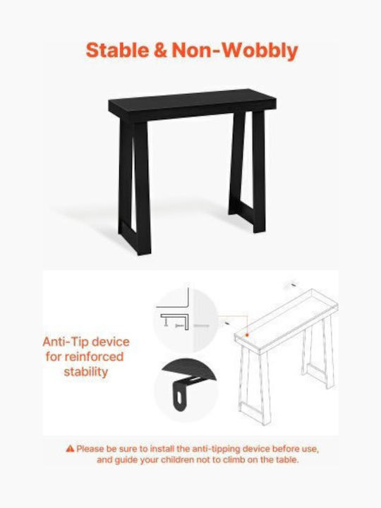 Wooden Console Table Black Velvet-Black Metal L91.5xW30.5xH36cm
