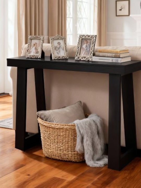 Wooden Console Table Black Velvet-Black Metal L91.5xW30.5xH36cm