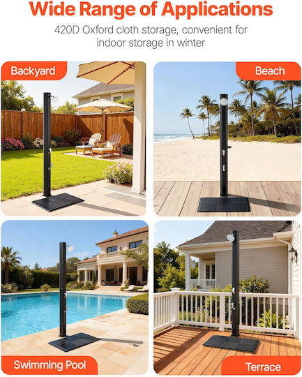 Vevor Solar Pool Shower Made of PVC with Height 195cm Black