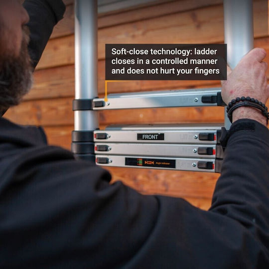 Batavia Telescopic Ladder Aluminum 14 of Steps with Maximum Height 4.17m