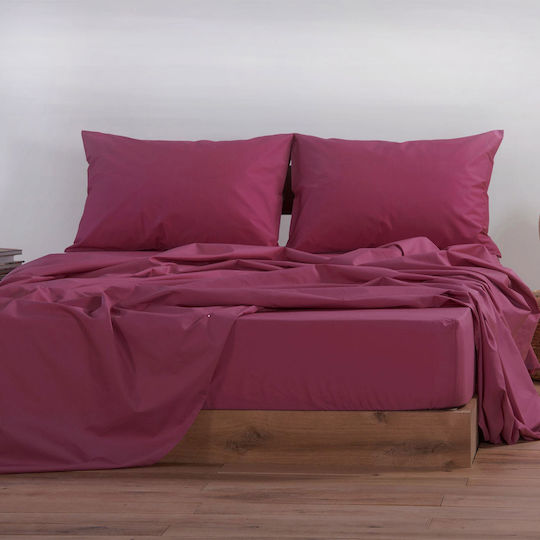 Nef-Nef Homeware Basic Σεντόνι Υπέρδιπλο 240x270εκ. Bordo