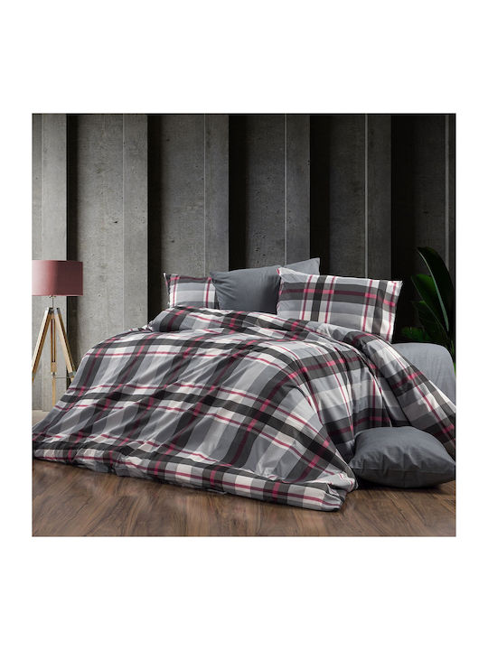 Dimcol Bettwäsche-Set Überdoppel 220x240cm. Eκάβη 424 Grey-bordeaux 4Stück